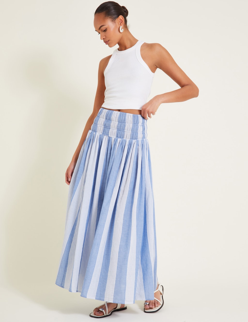 Pure Cotton Striped Maxi A-Line Skirt 4 of 6