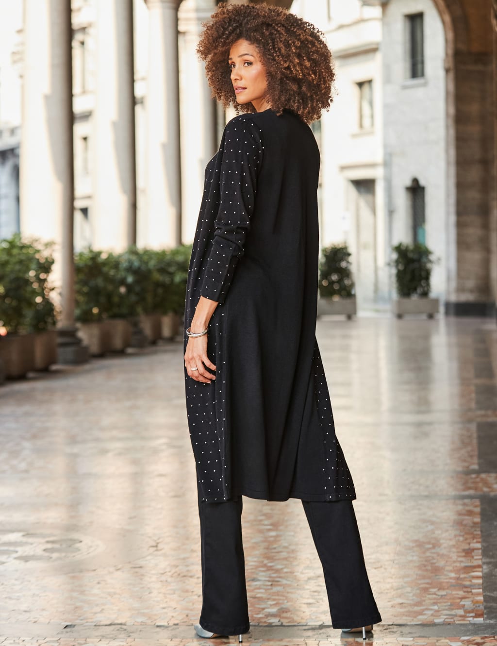 Longline sparkly cardigan top