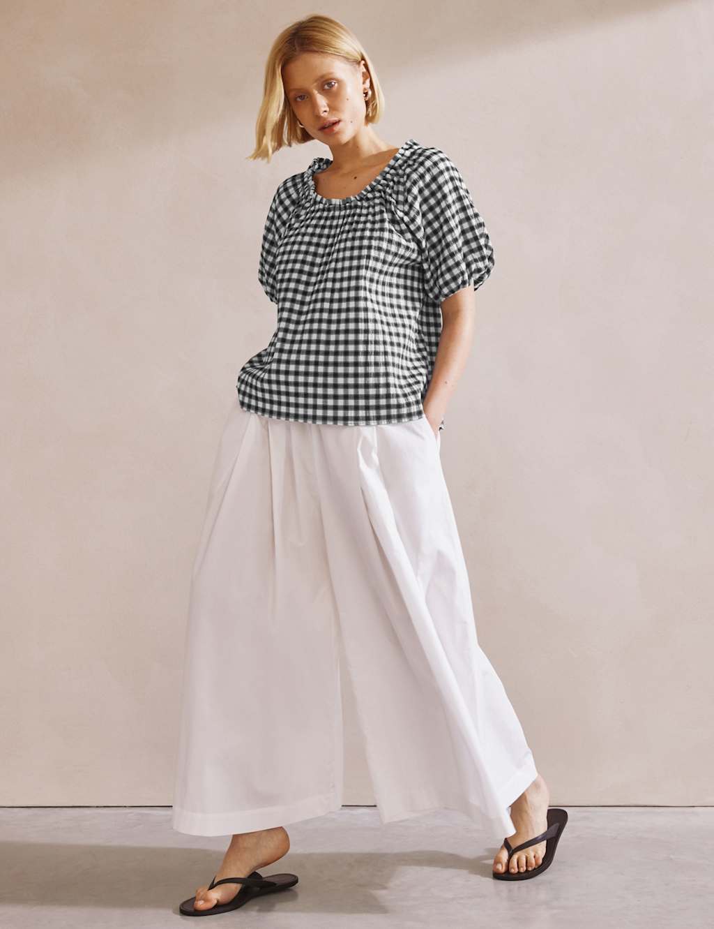 Cotton Rich Gingham Puff Sleeve Blouse 5 of 6