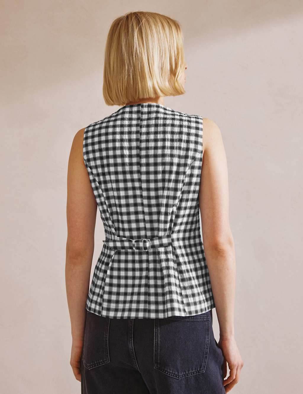 Cotton Rich Gingham Button Detail Top 5 of 8