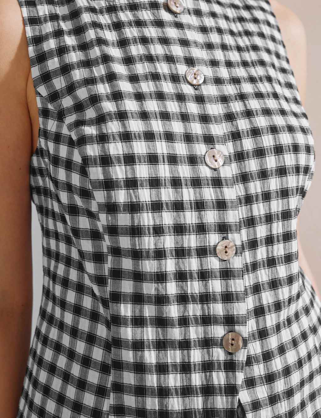 Cotton Rich Gingham Button Detail Top 7 of 8