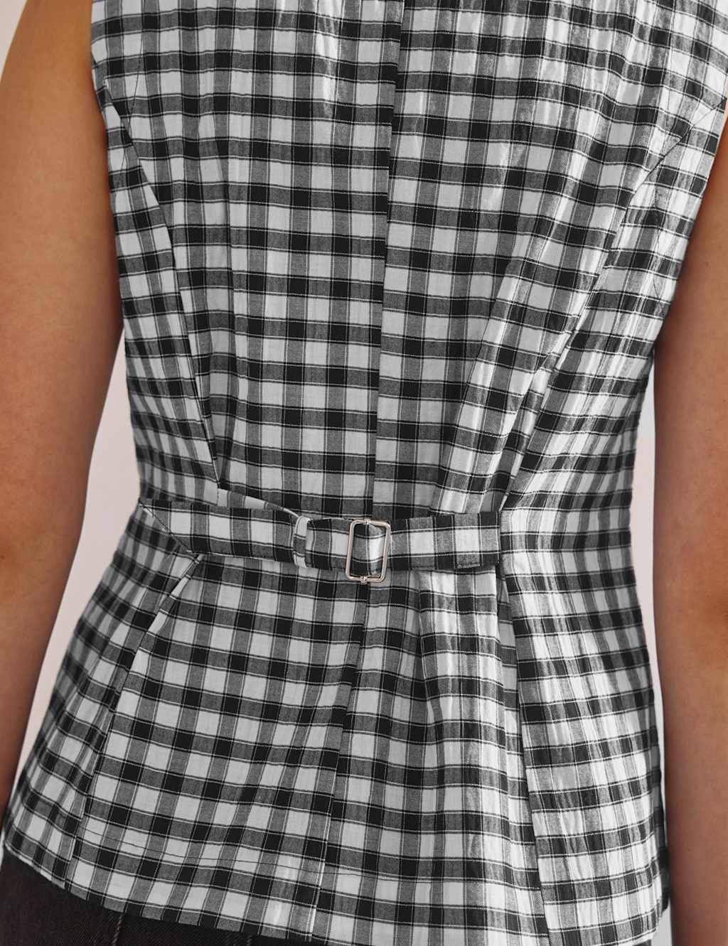 Cotton Rich Gingham Button Detail Top 8 of 8