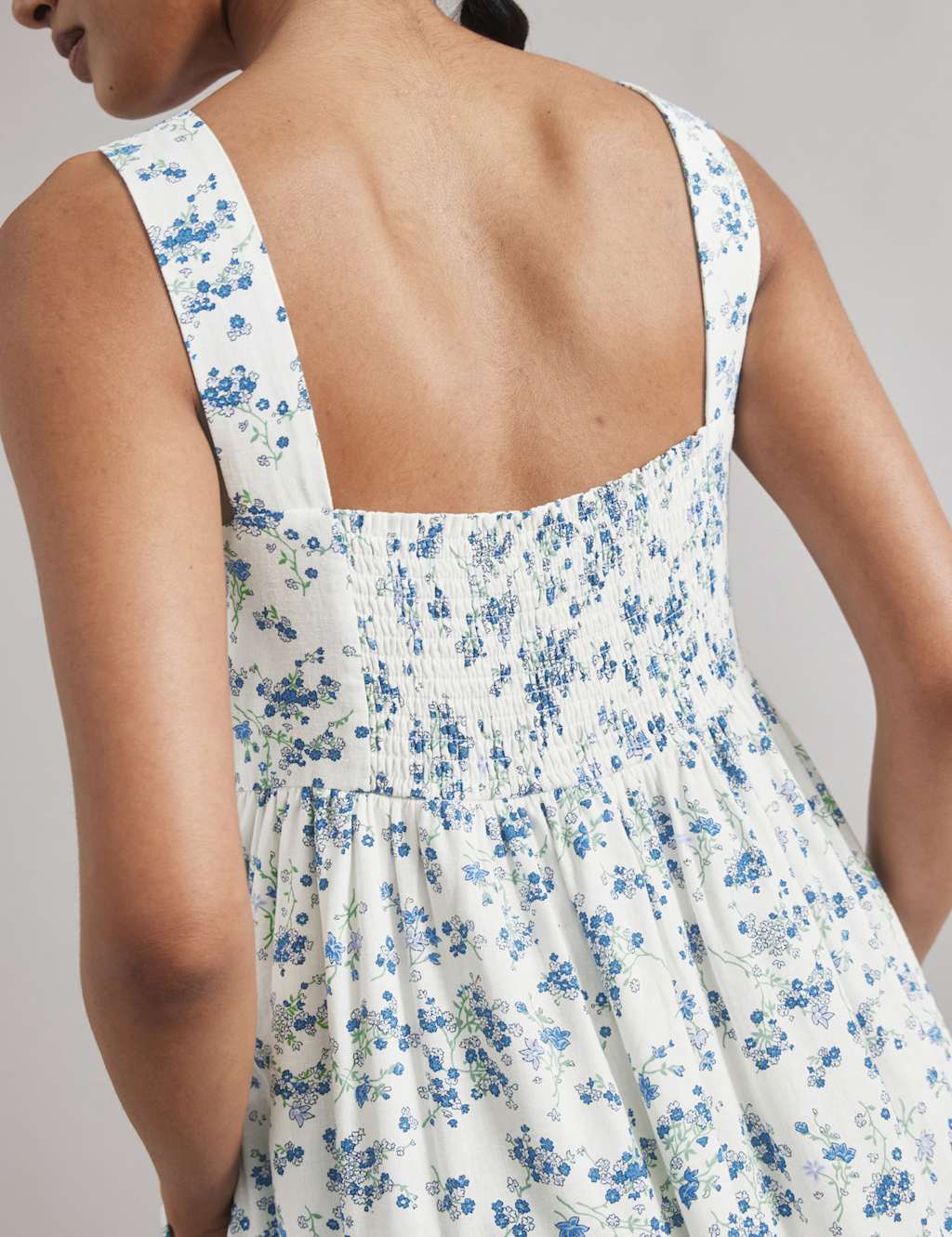 Linen Blend Blossom Print Midi Skater Dress 5 of 5