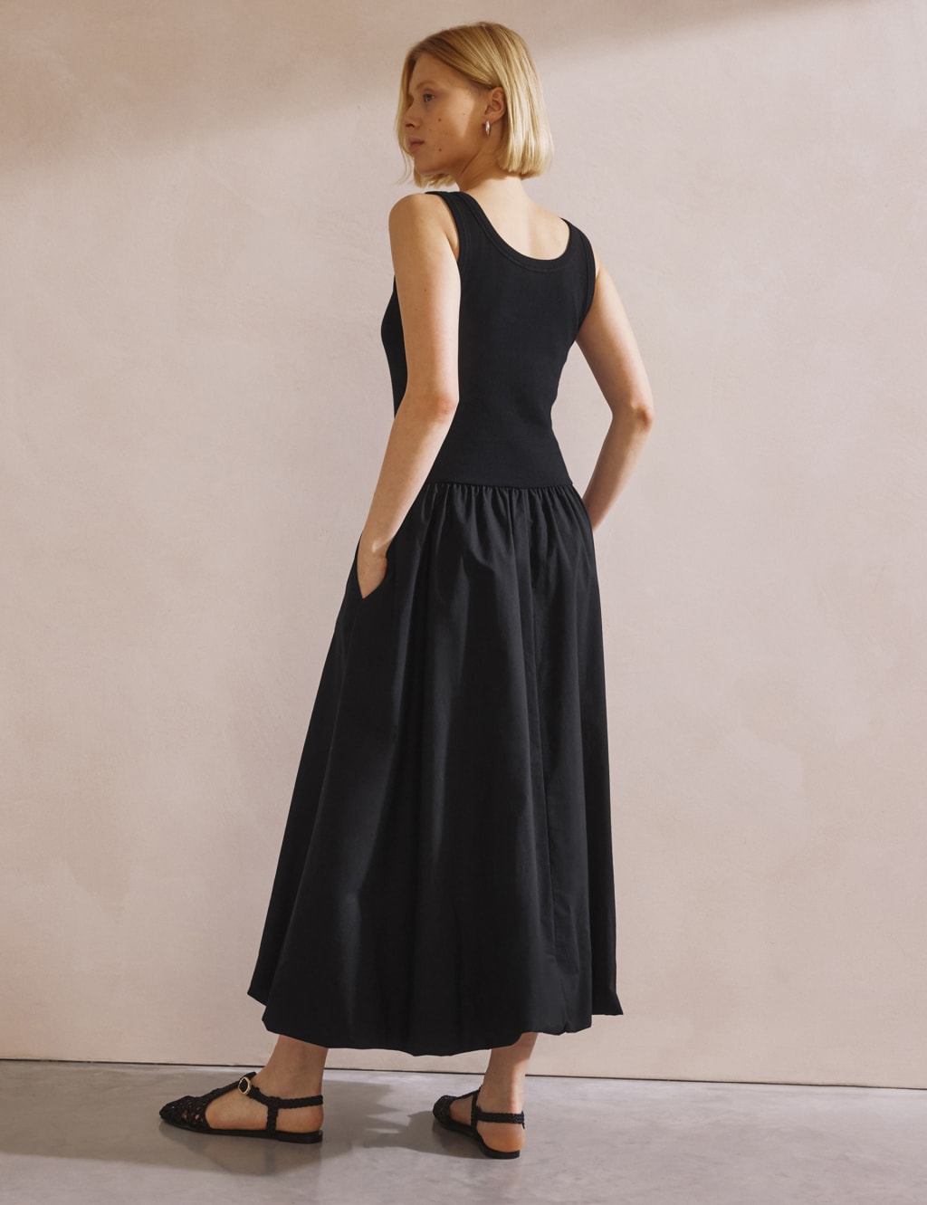 Cotton Rich Round Neck Midi Waisted Dress 4 of 4