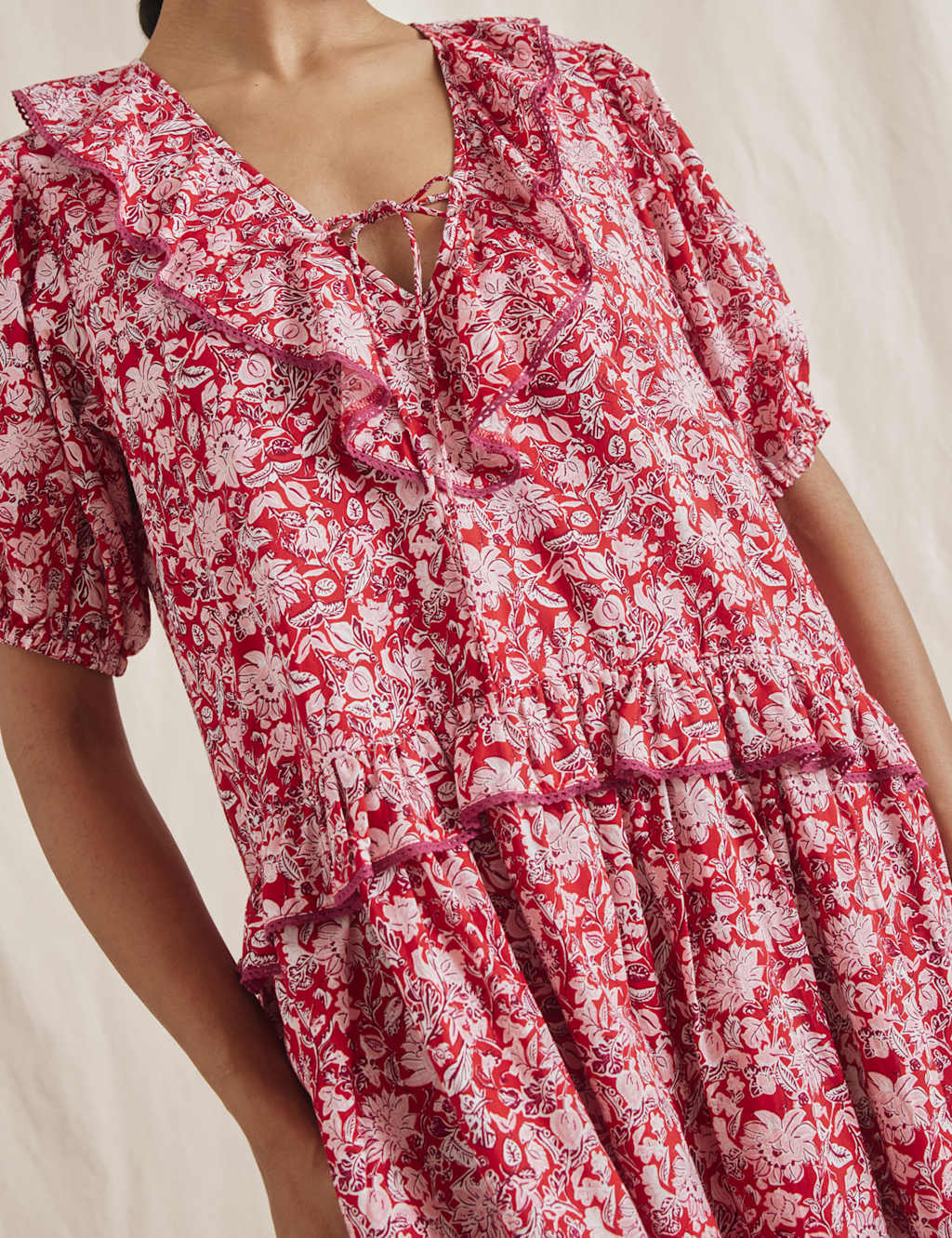 Pure Cotton Printed Midi Waisted Dress 4 of 5