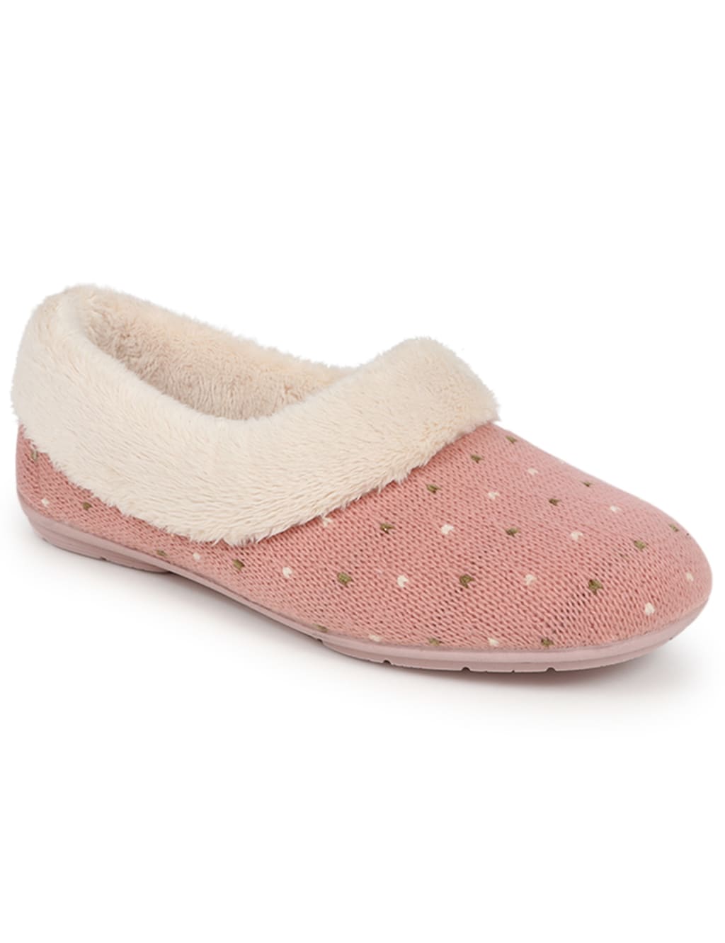 Polka Dot Faux Fur Lined Slippers 4 of 7