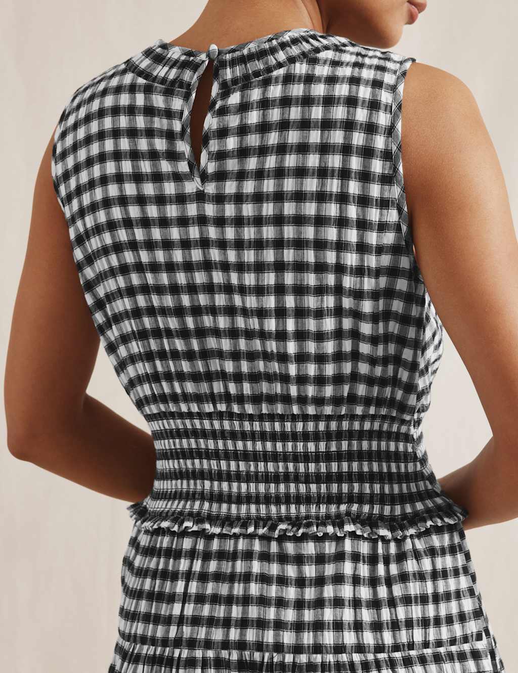 Cotton Rich Gingham Midi Waisted Dress 5 of 6