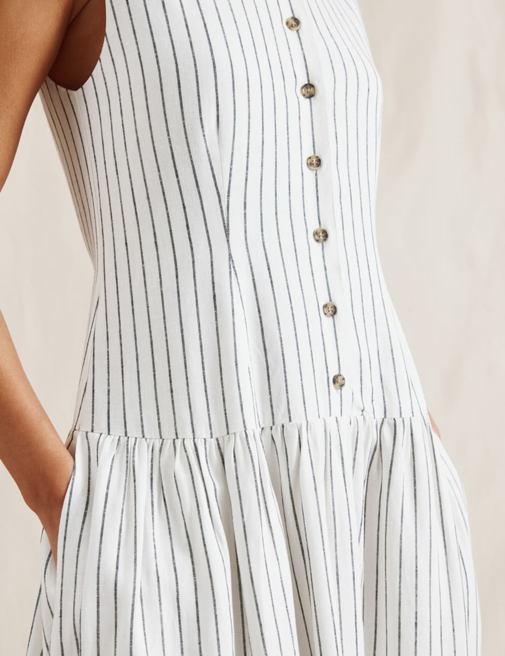 Linen Blend Striped Midi Skater Dress 5 of 6