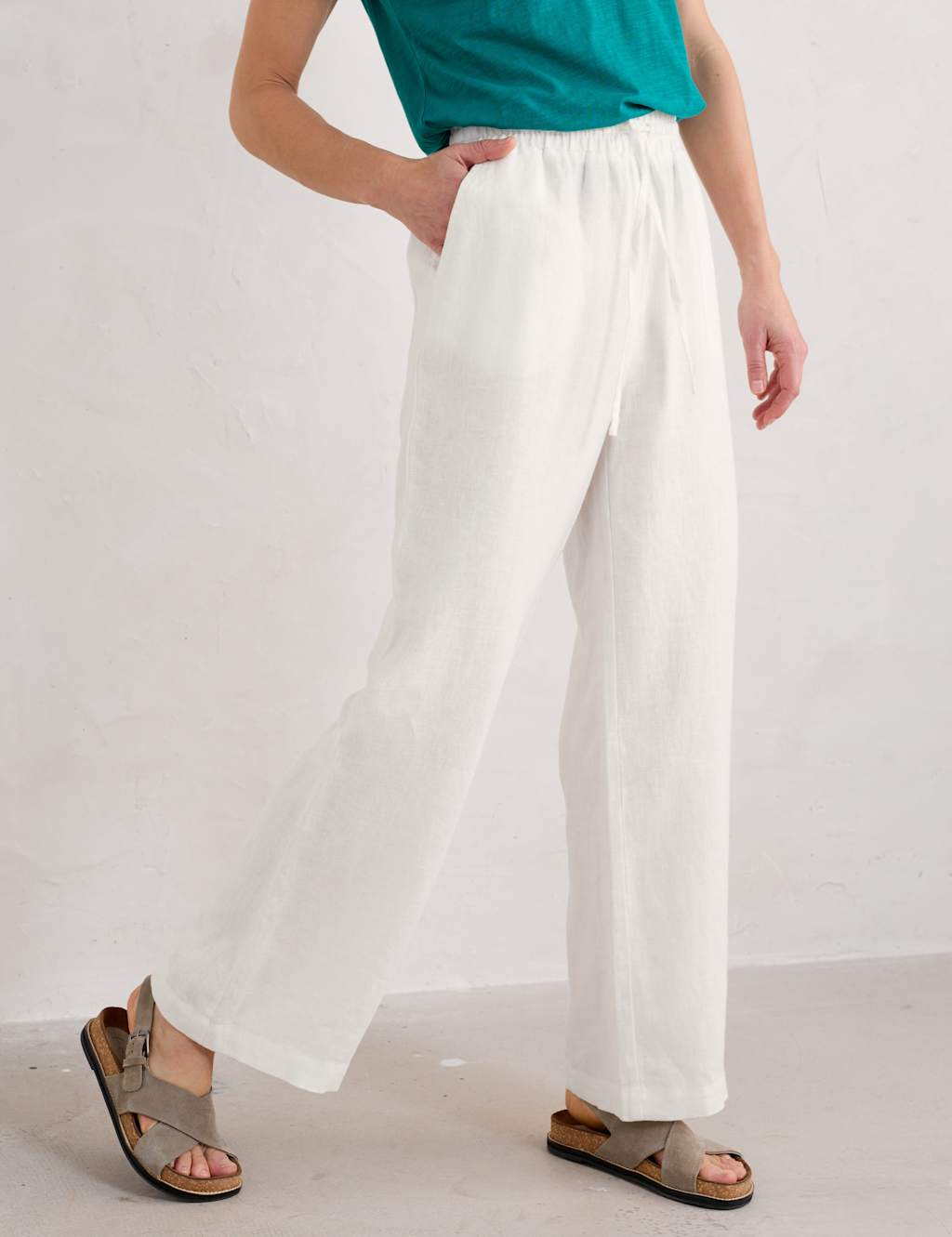Pure Linen Wide Leg Trousers 3 of 5
