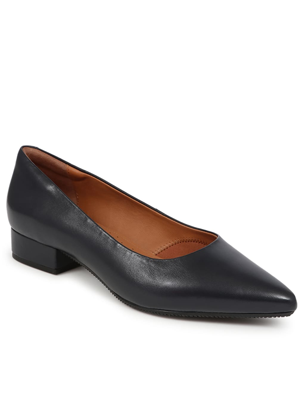 Wide Fit Leather Block Heel Court Shoes 4 of 7