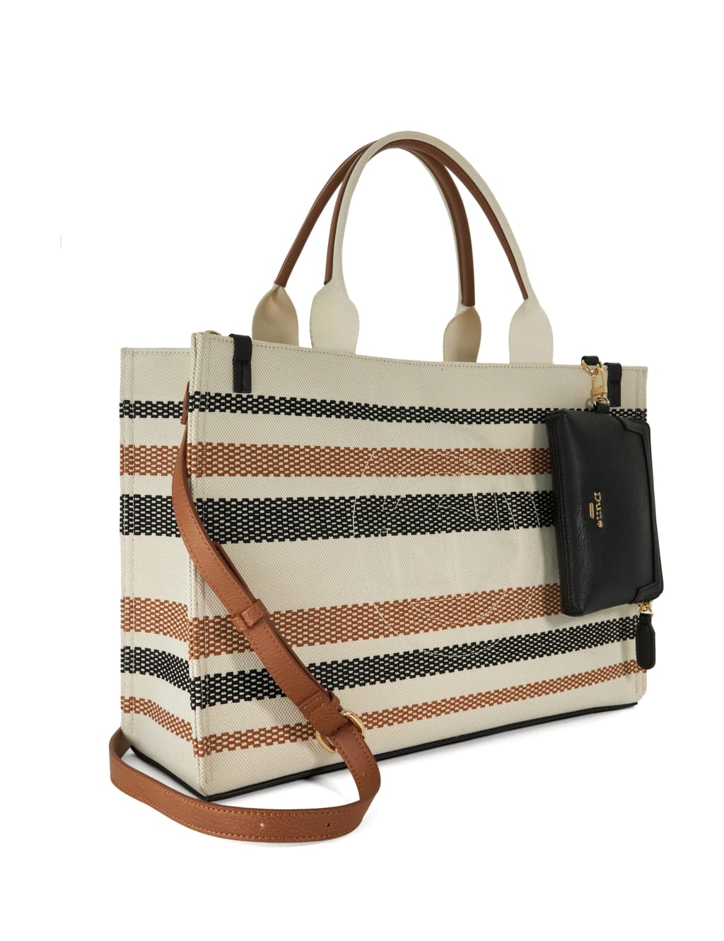 Large Canvas Striped Top Handle Tote Bag 2 of 5