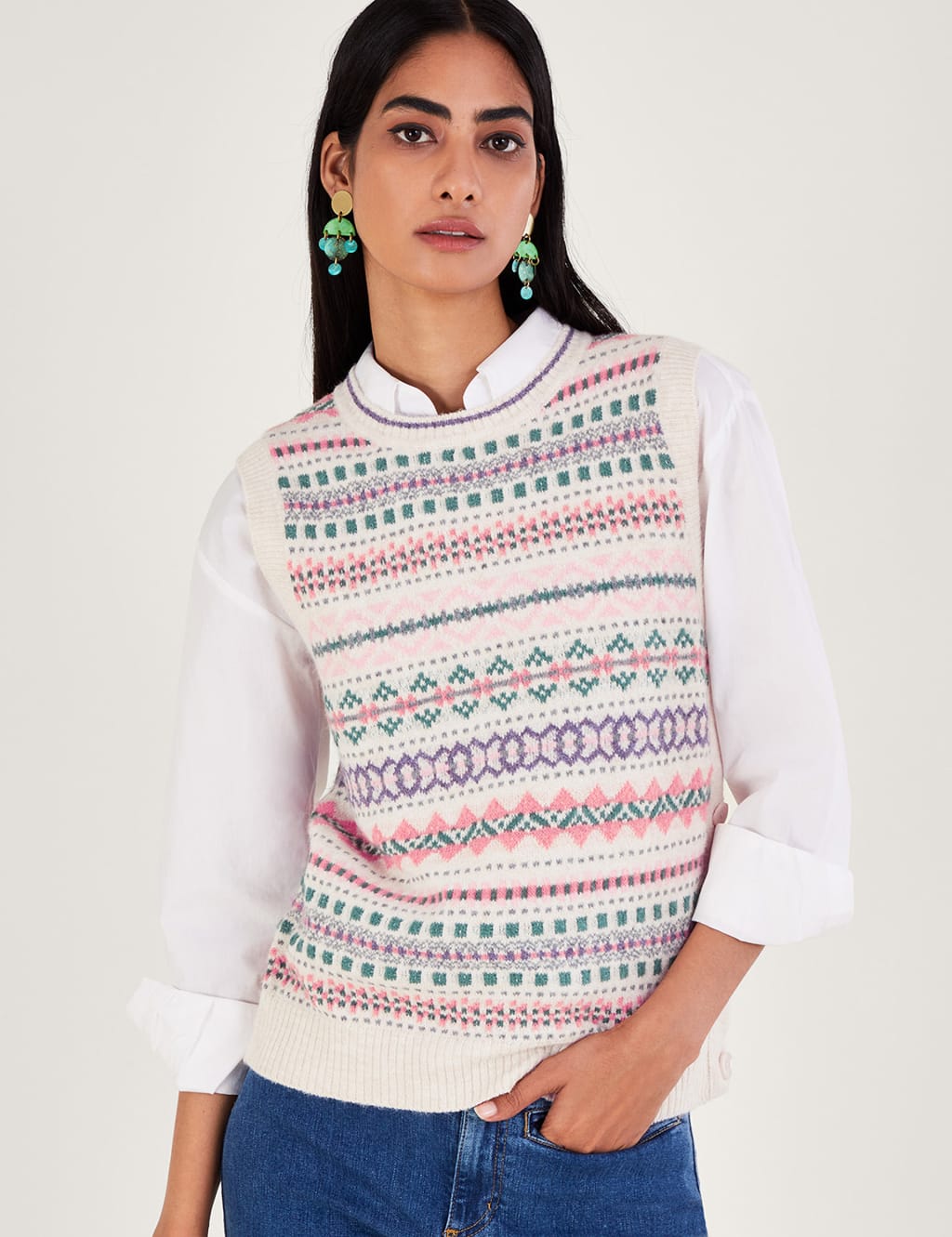 Fair Isle Knitted Vest Monsoon M S