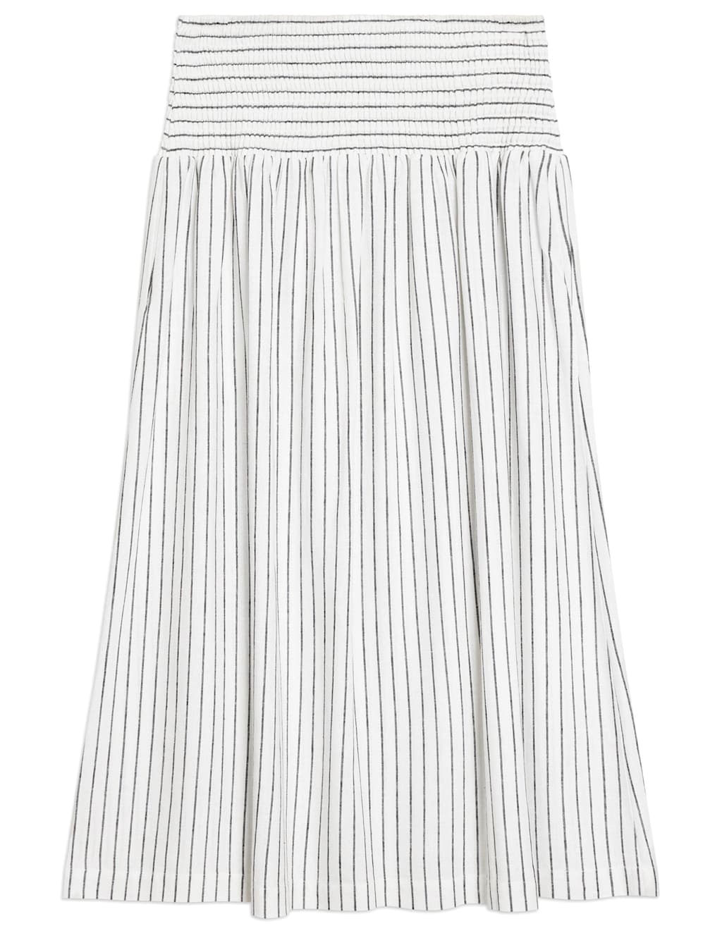 Linen Blend Striped Midi A-Line Skirt 2 of 5