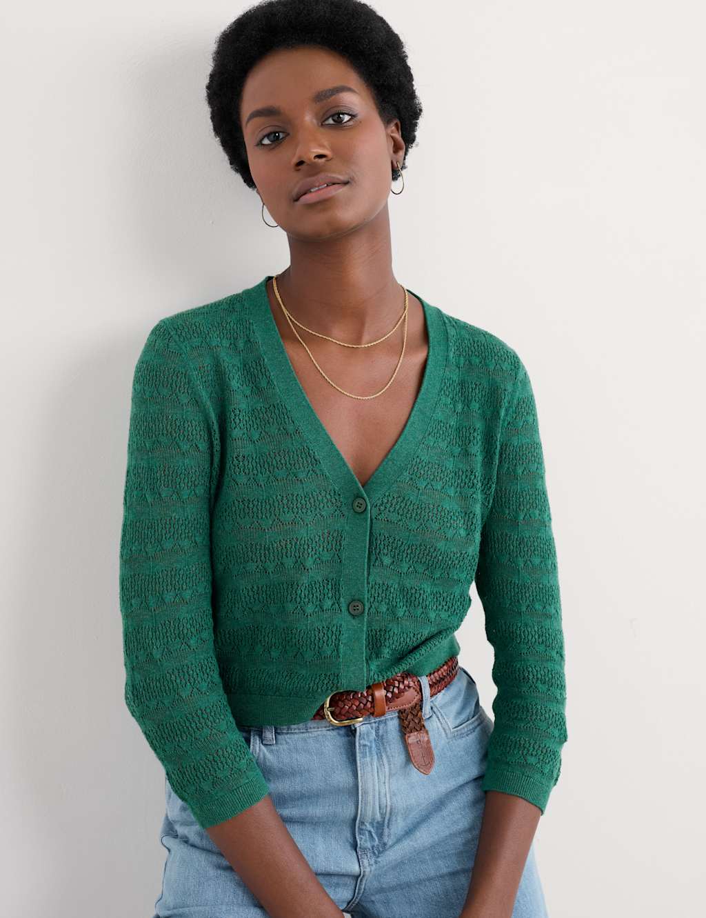 Pure Cotton Pointelle Cardigan 1 of 4