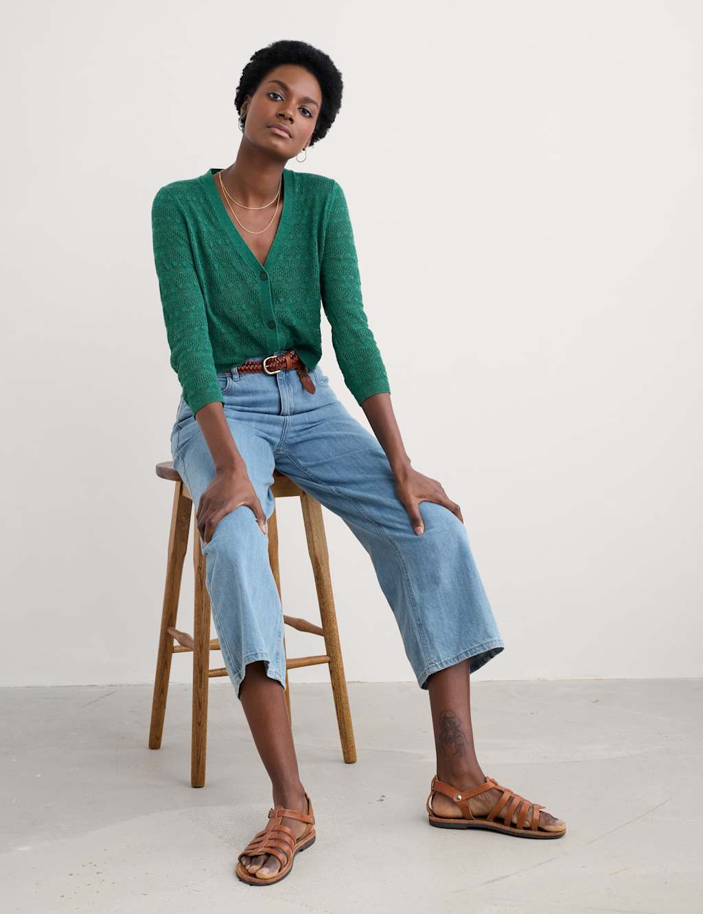Pure Cotton Pointelle Cardigan 3 of 4