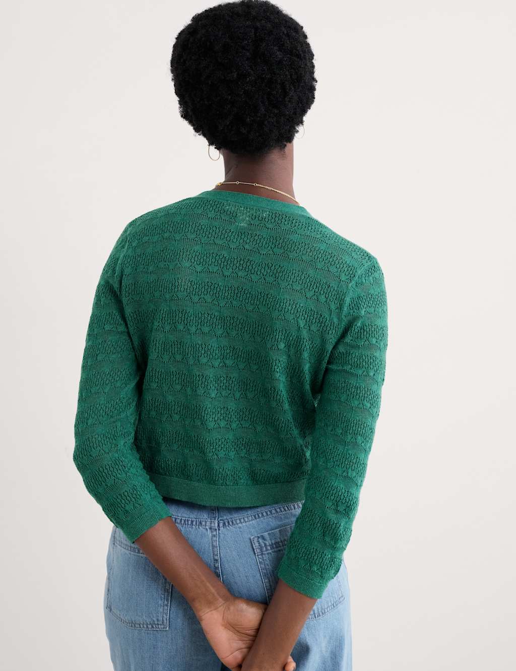 Pure Cotton Pointelle Cardigan 4 of 4