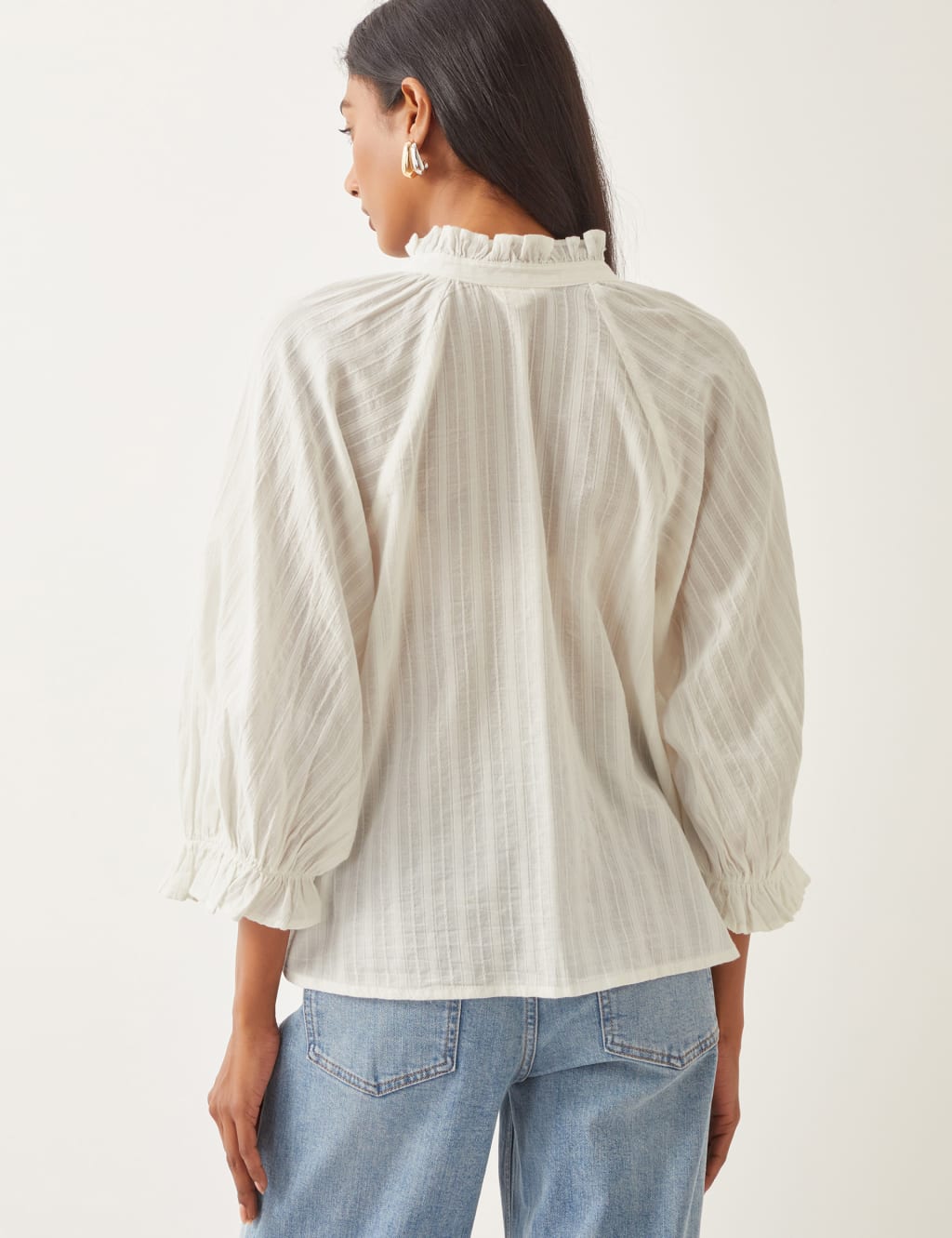 Pure Cotton Embroidered Crew Neck Blouse 4 of 4