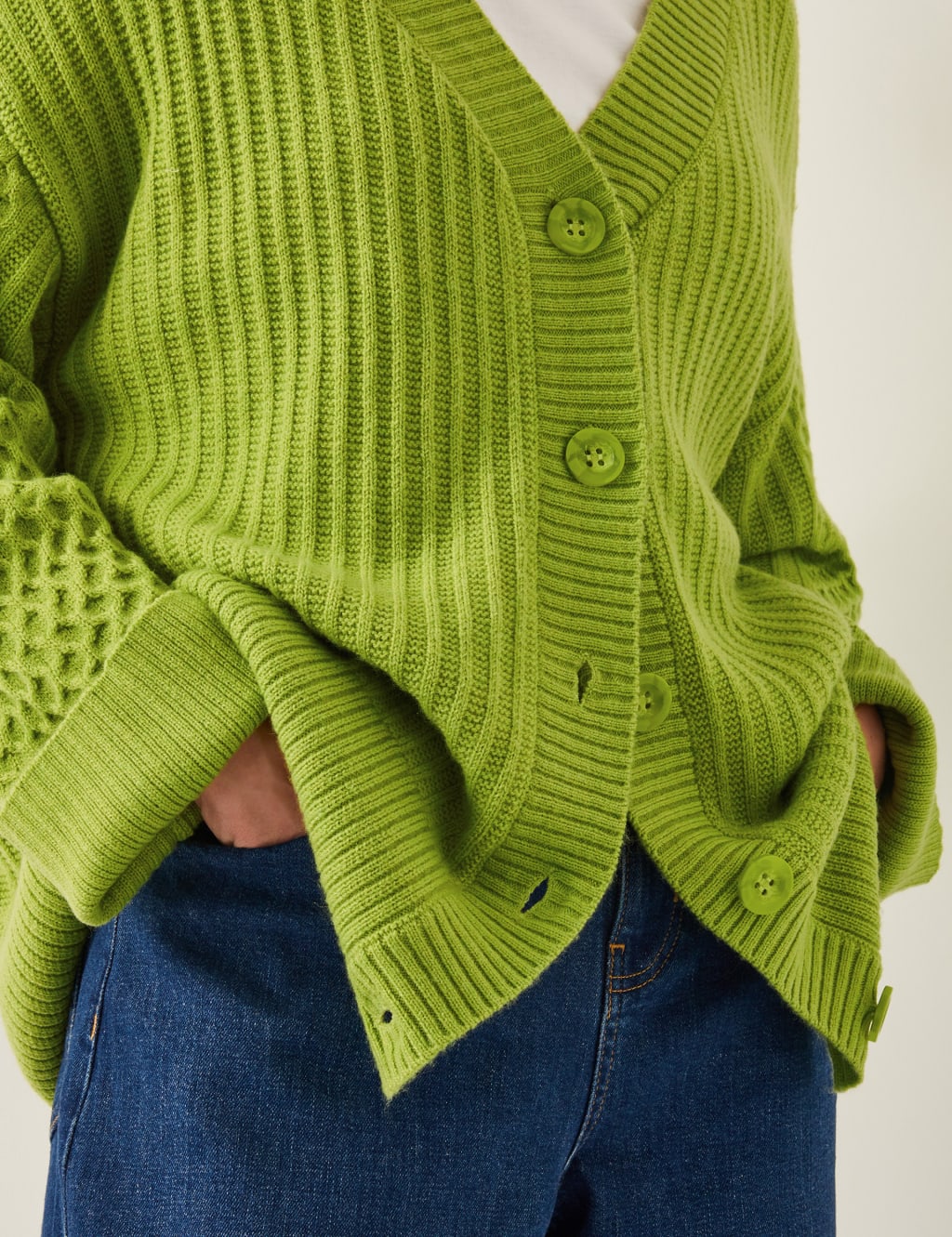 Textured V-Neck Oversized Cardigan 3 of 5