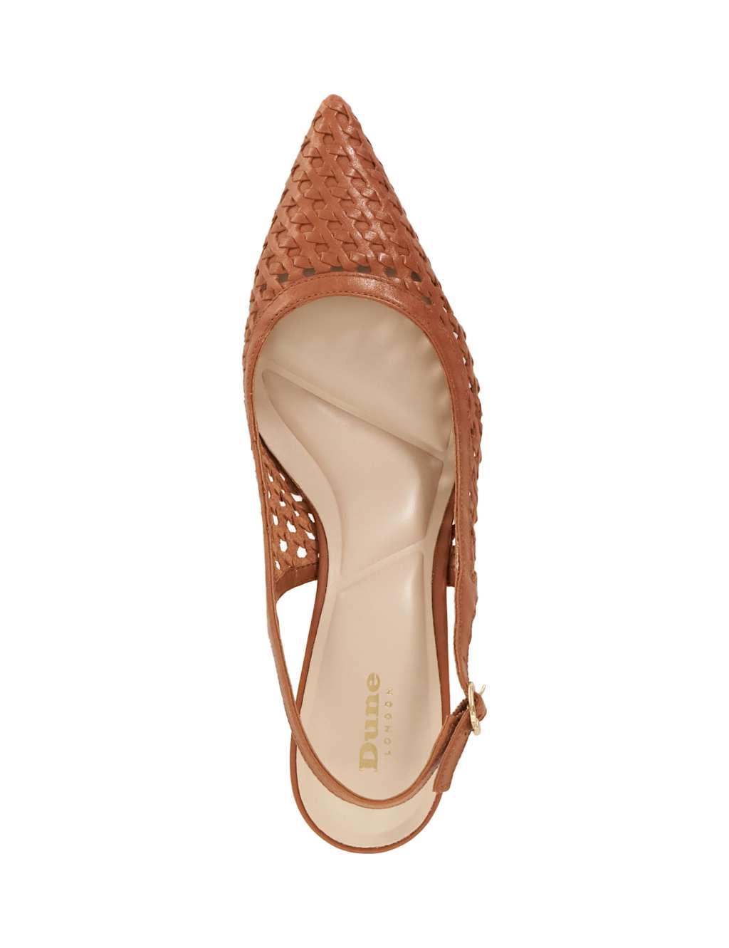 Leather Woven Kitten Heel Slingback Shoes 2 of 5