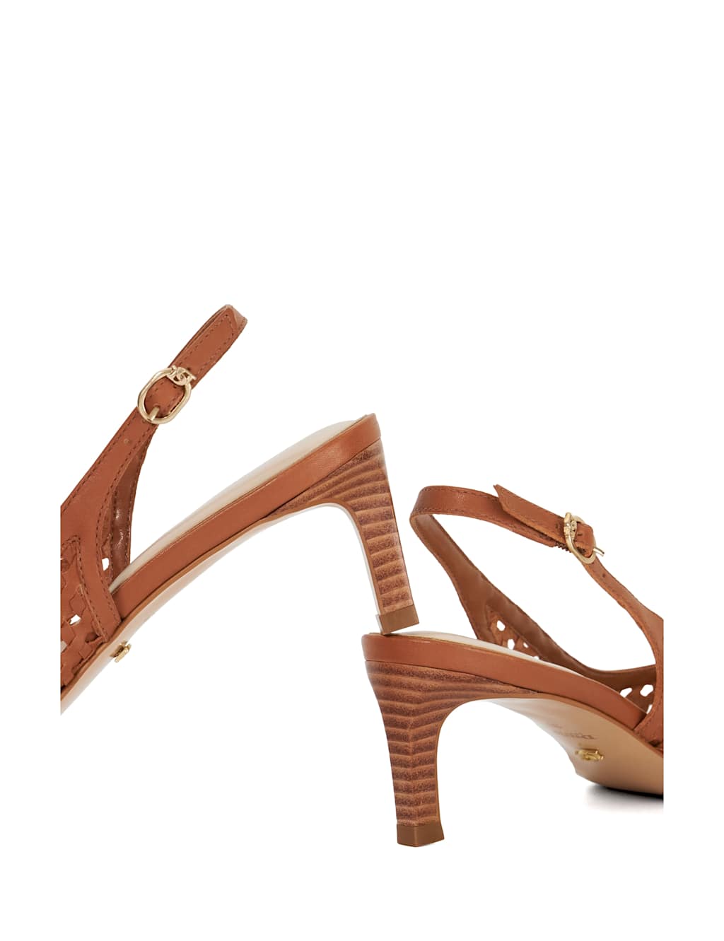 Leather Woven Kitten Heel Slingback Shoes 5 of 5