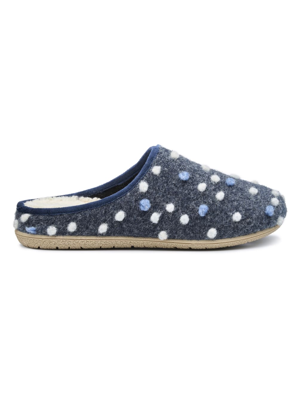 Felt Pom Pom Round Toe Slider Slippers 1 of 4