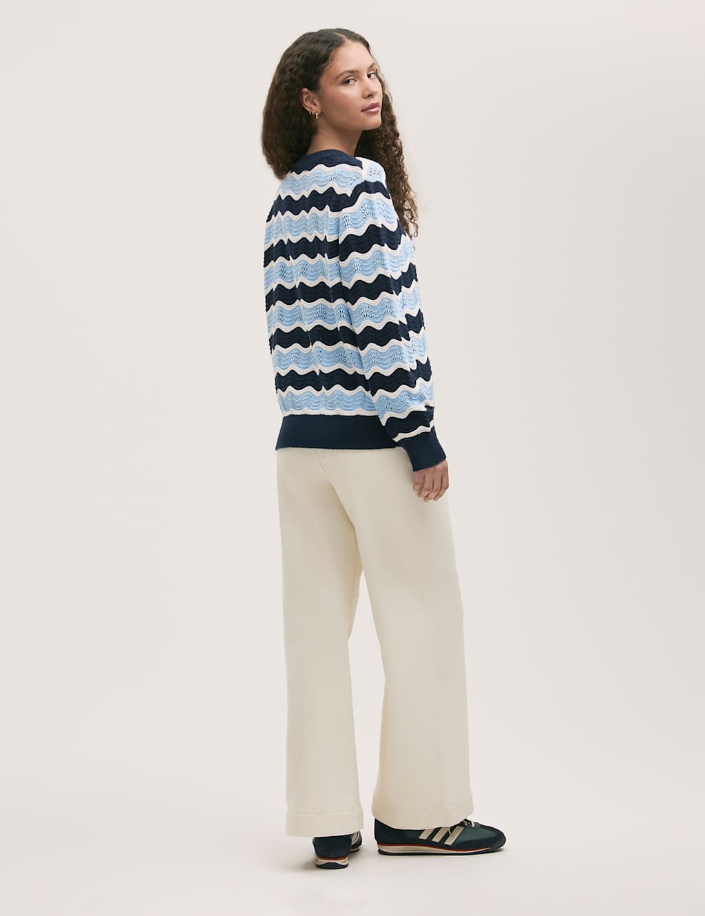 Pure Cotton Striped Crew Neck Jumper 3 of 4