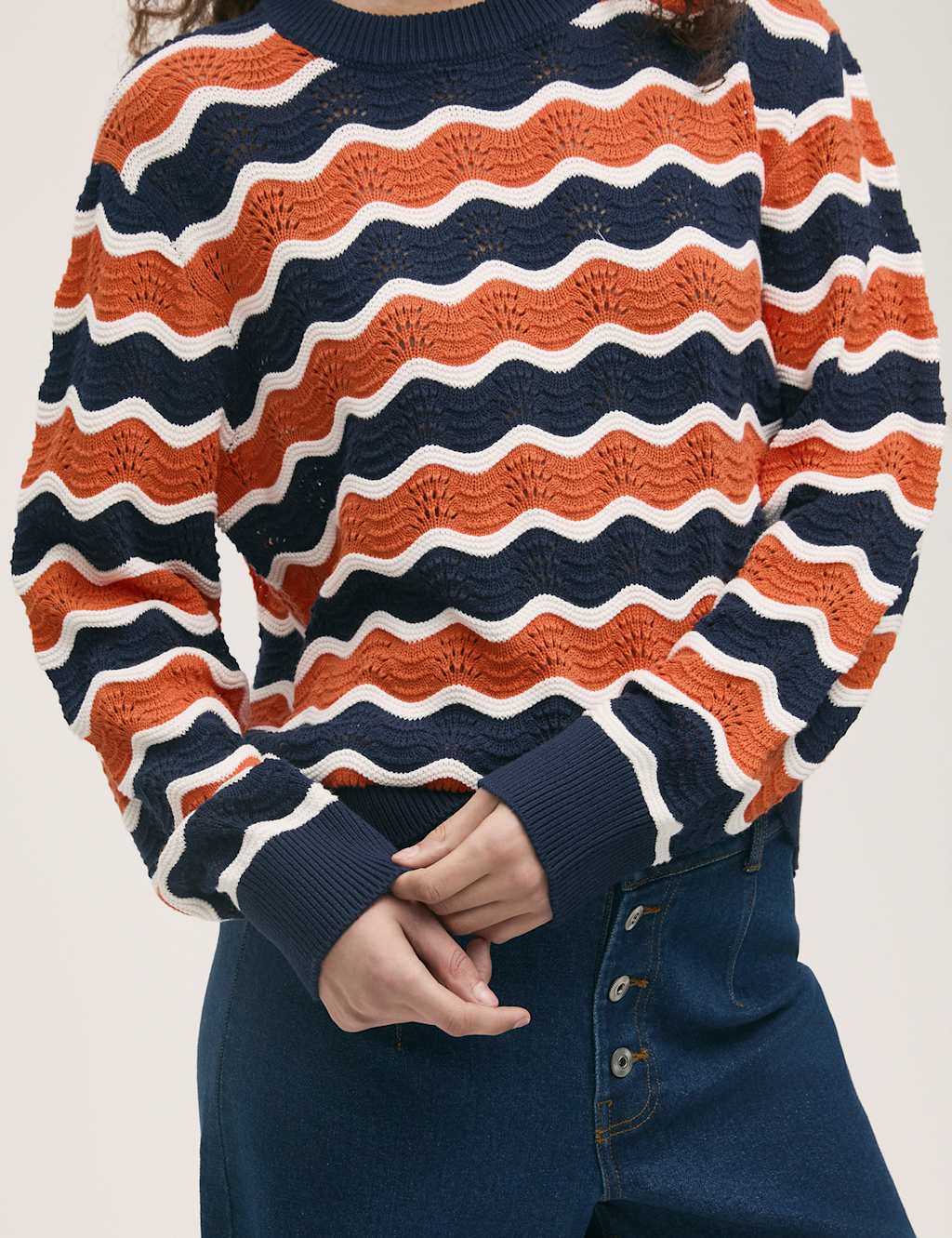 Pure Cotton Striped Crew Neck Jumper 5 of 5