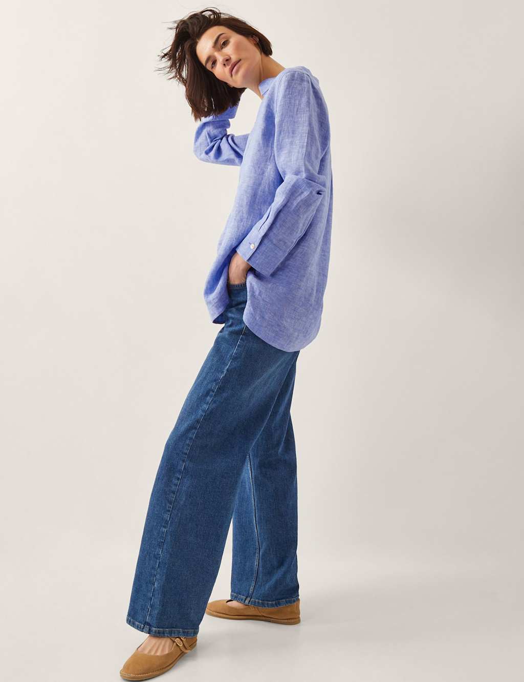 Pure Linen Collared Button Front Shirt 2 of 4