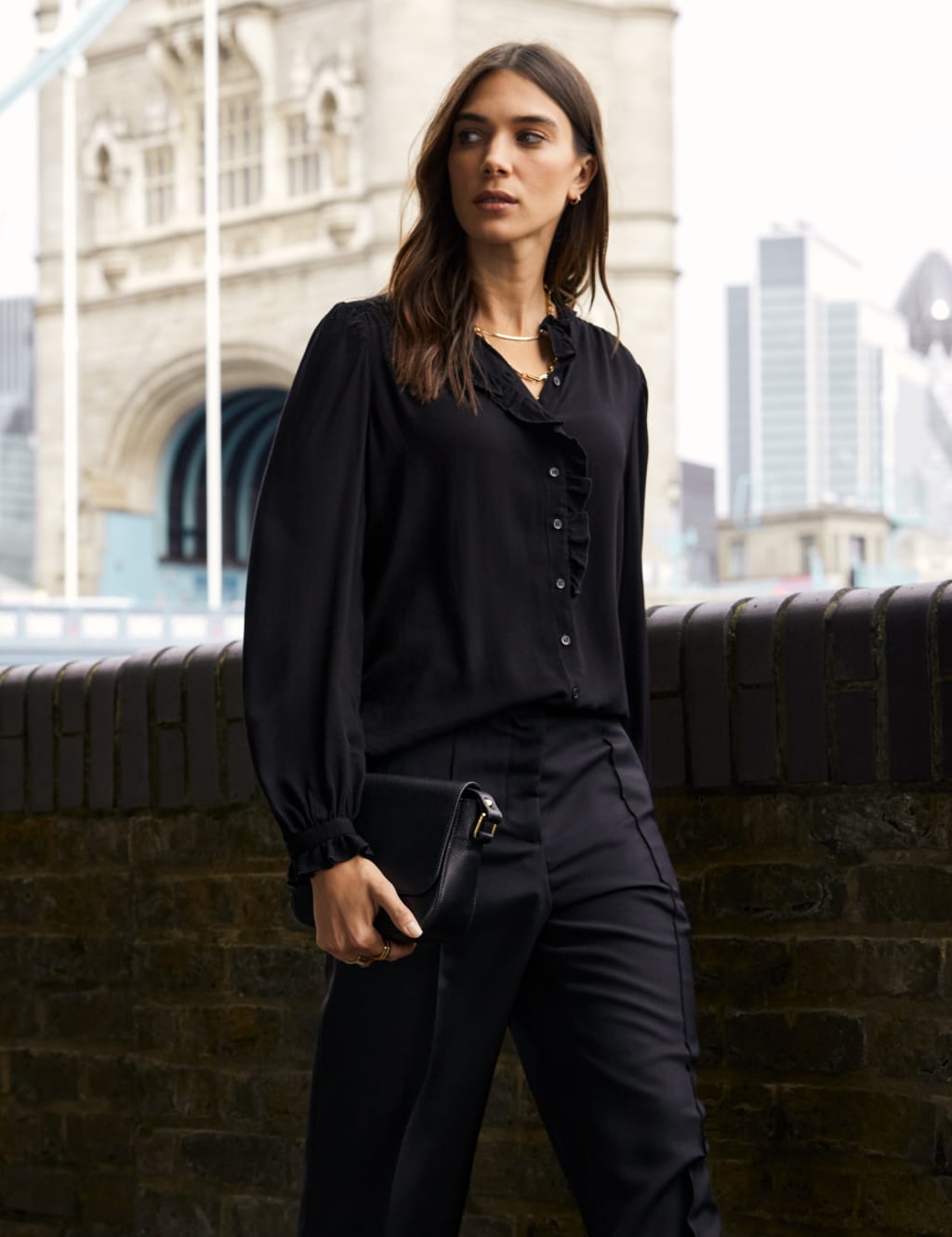 V-Neck Frill Detail Button Through Blouse 3 of 4