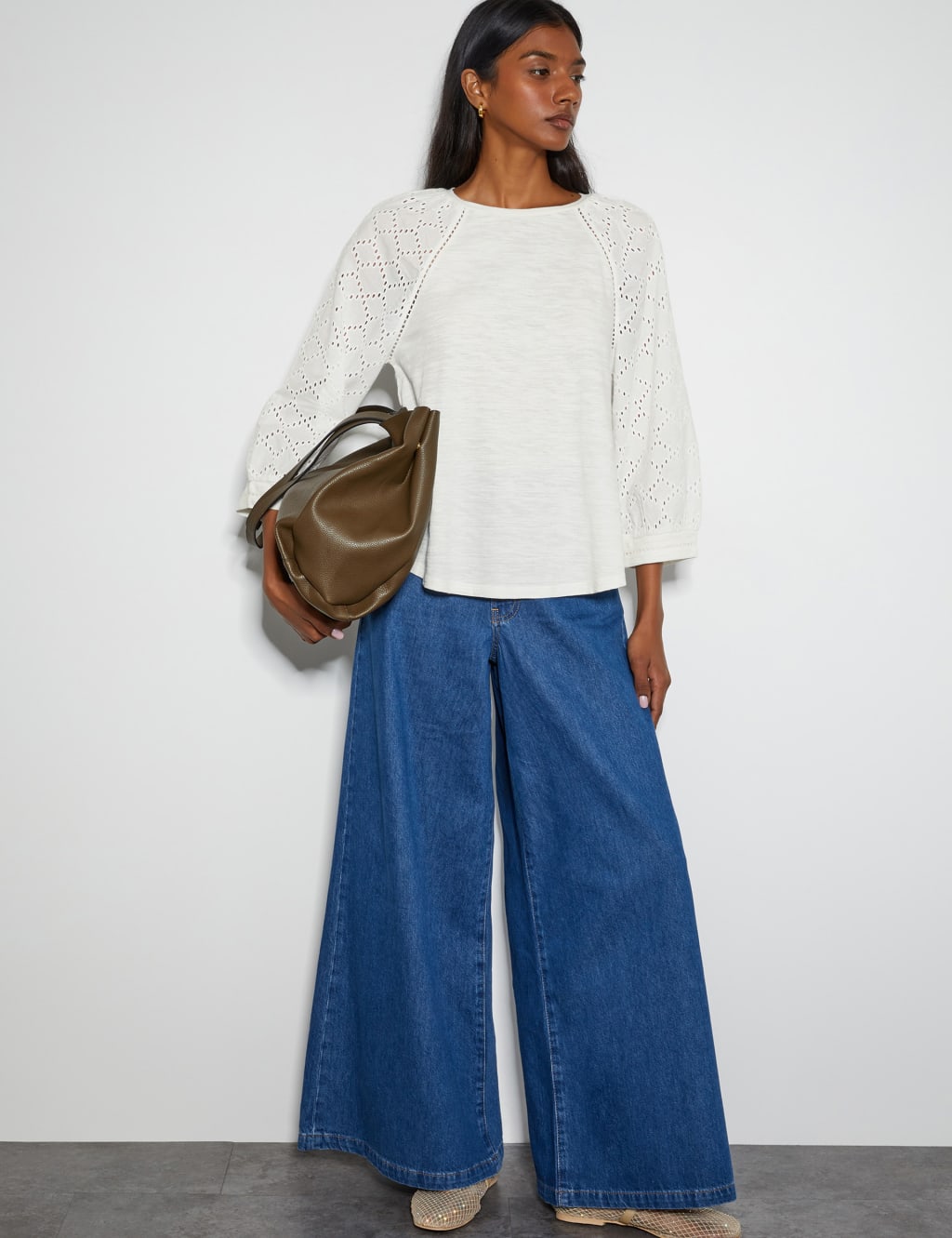 Pure Cotton Broderie Sleeve Top 4 of 5