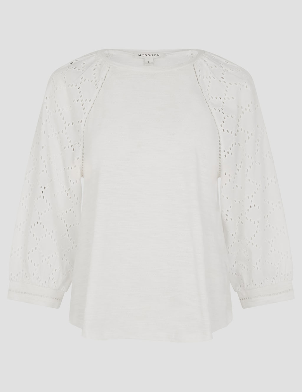 Pure Cotton Broderie Sleeve Top 2 of 5