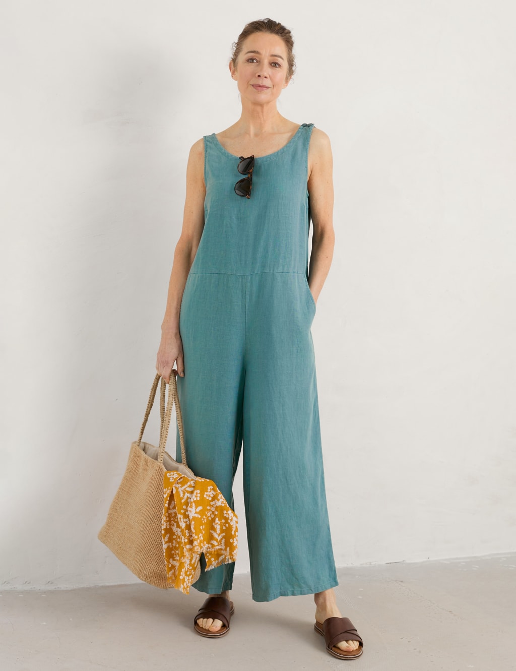 M&s linen jumpsuit hot sale