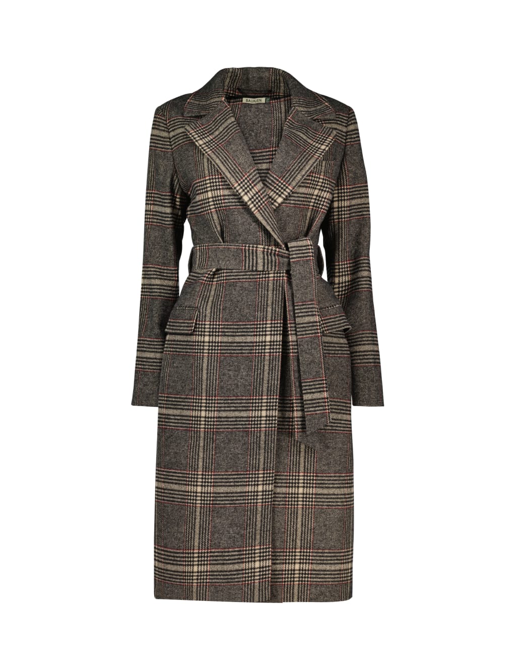 Checked Longline Trench Style Coat with Wool 2 of 6