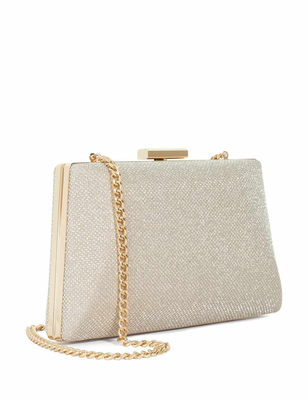 Metallic Embellished Angled Frame Clutch 3 of 6