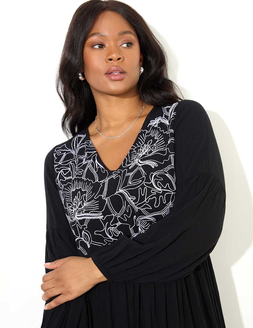 Embroidered Midaxi Smock Dress 4 of 5
