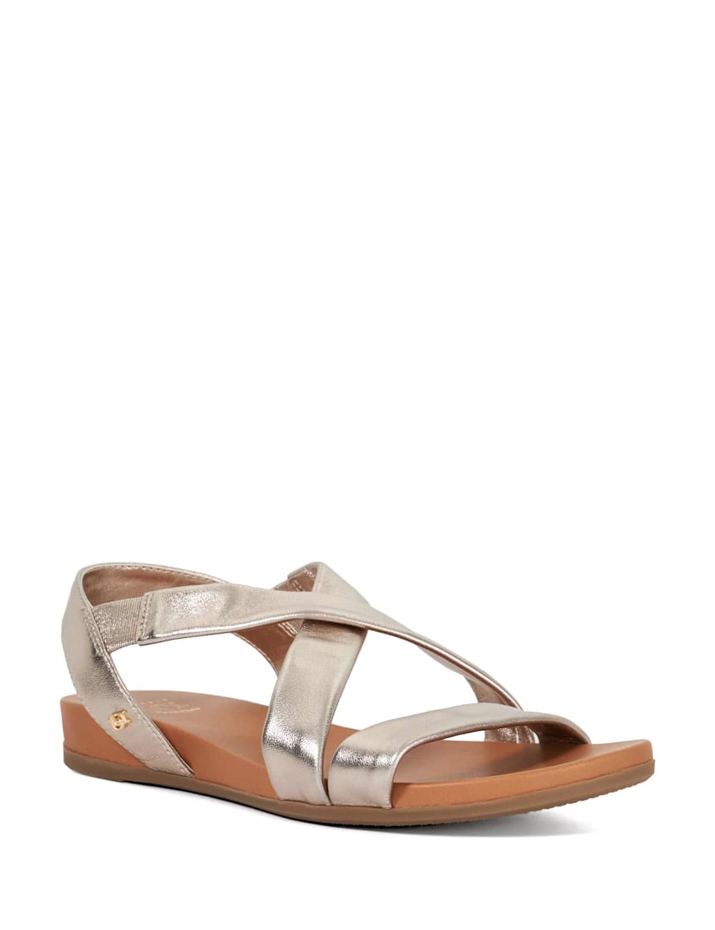 Wide Fit Leather Metallic Flat Sandals 3 of 5