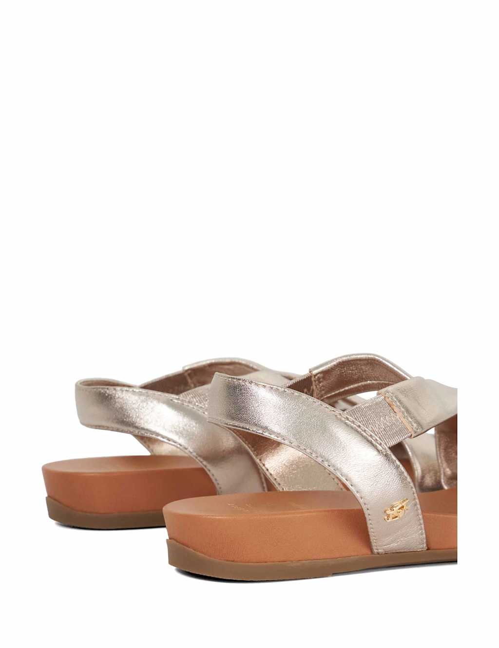 Wide Fit Leather Metallic Flat Sandals 5 of 5