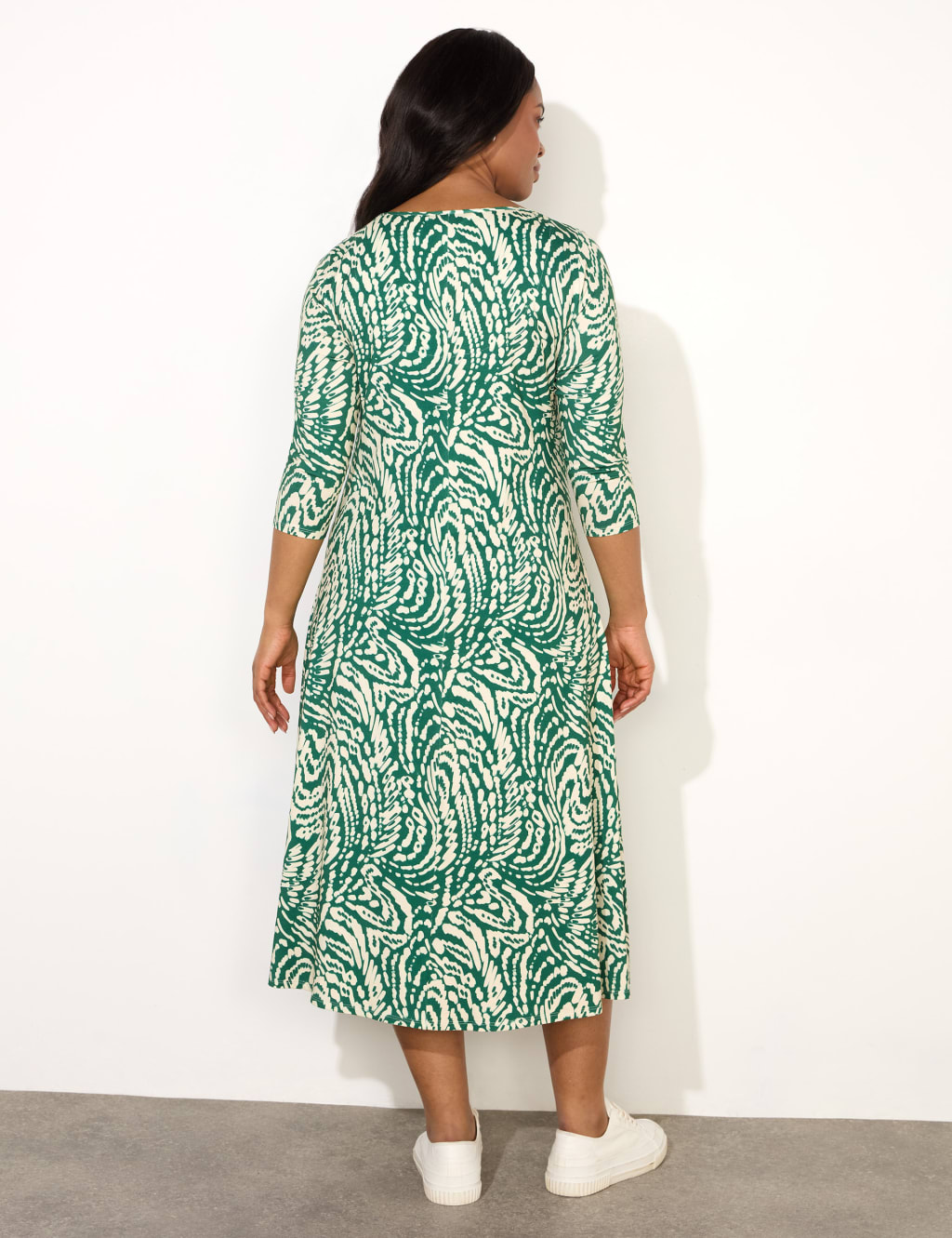 Jersey Printed Midi Swing Dress 3 of 5
