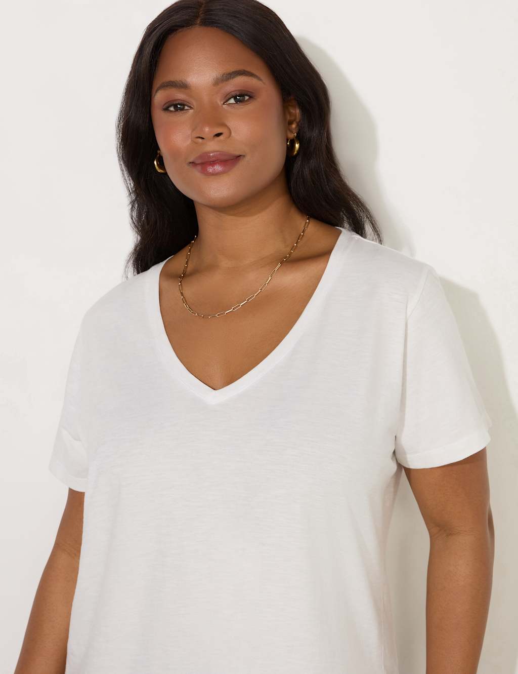 Pure Cotton V-Neck T-Shirt 2 of 3