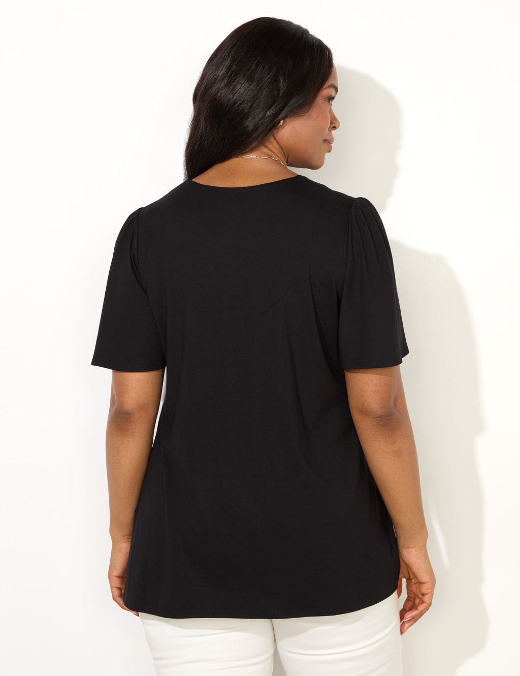 Jersey V-Neck Pleat Front Top 3 of 3