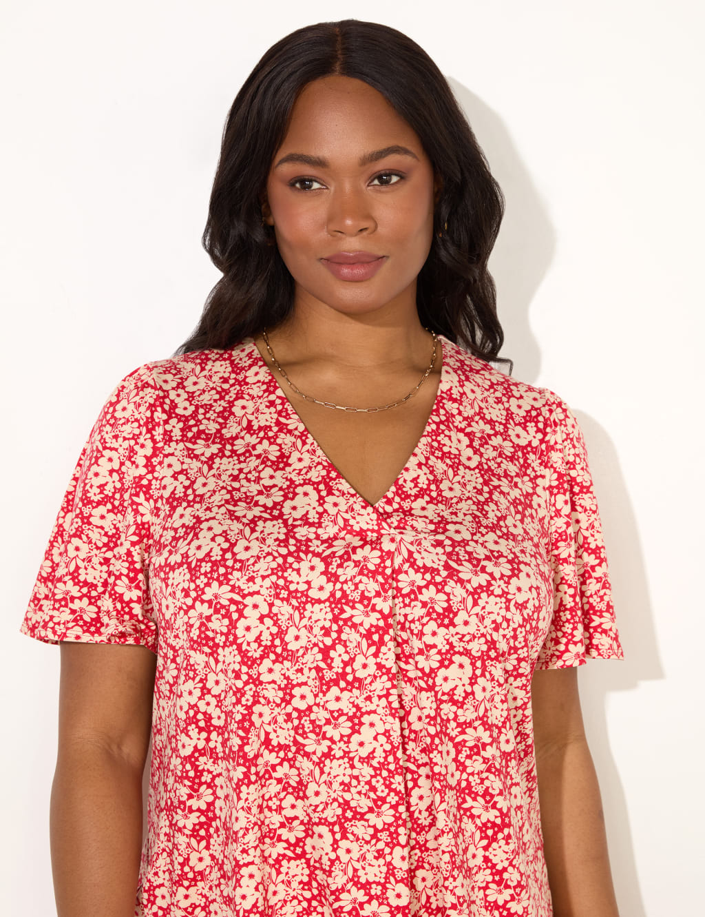 Jersey Ditsy Floral V-Neck Top 2 of 4