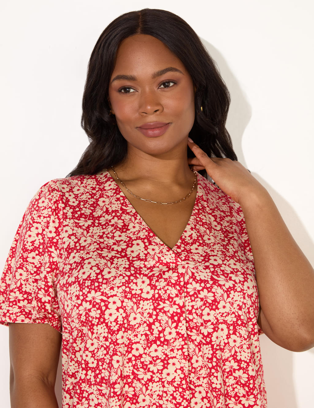 Jersey Ditsy Floral V-Neck Top 3 of 4