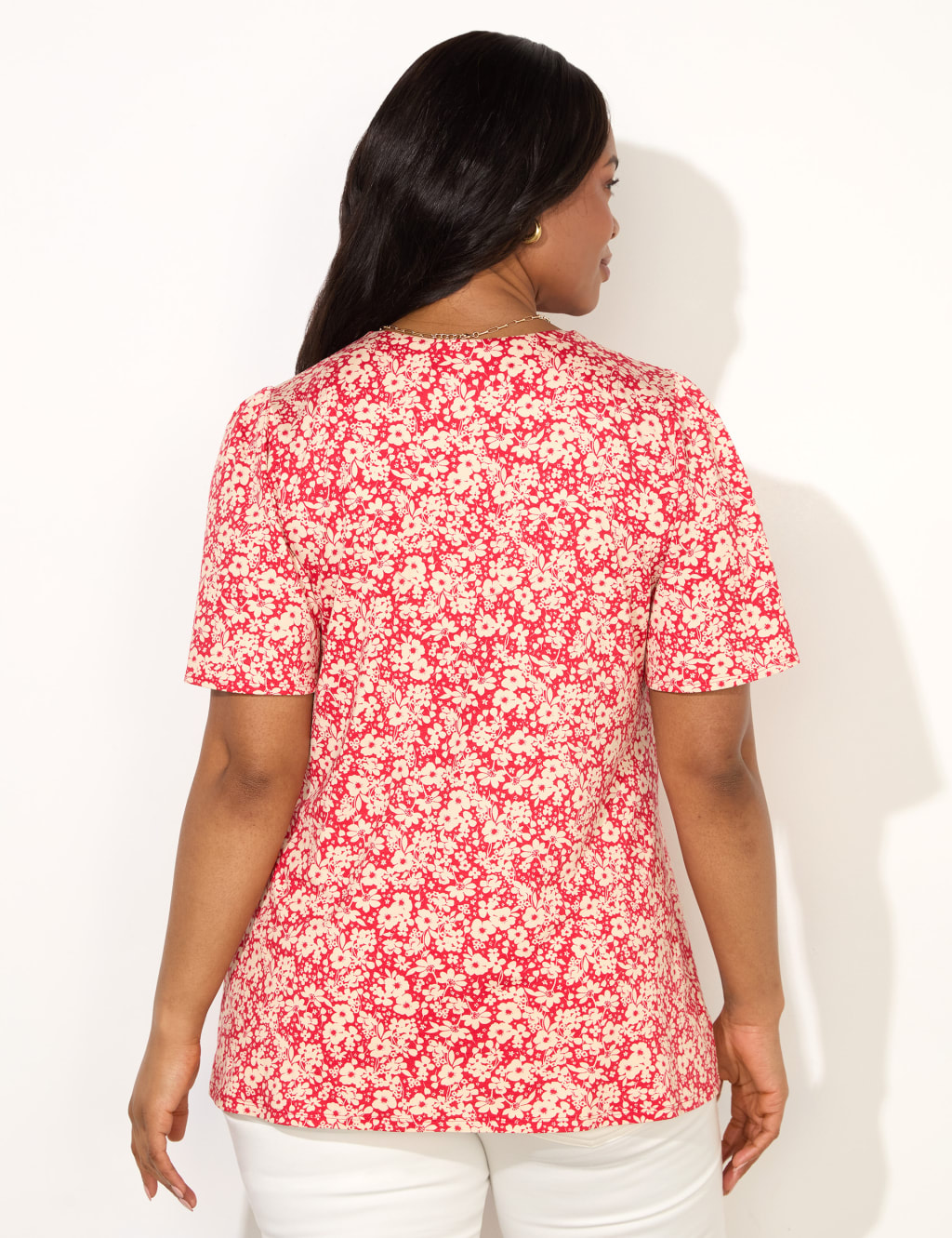 Jersey Ditsy Floral V-Neck Top 4 of 4