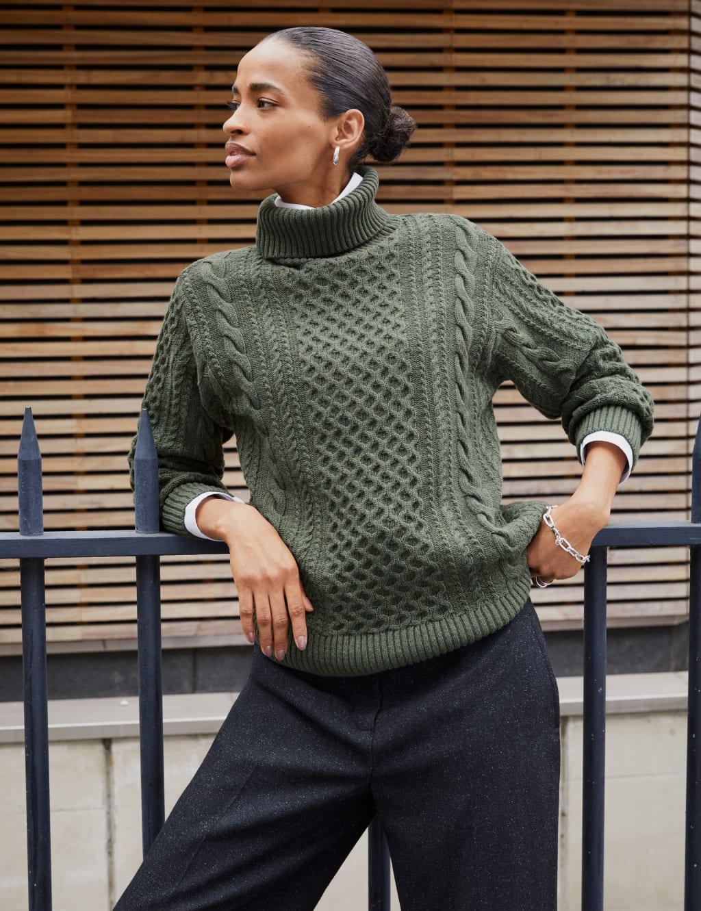 Merino Wool Blend Cable Knit Jumper 4 of 5