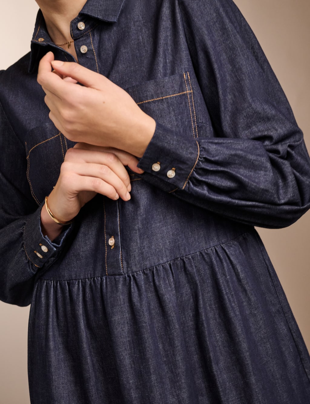 Denim Midi Tiered Dress 4 of 4
