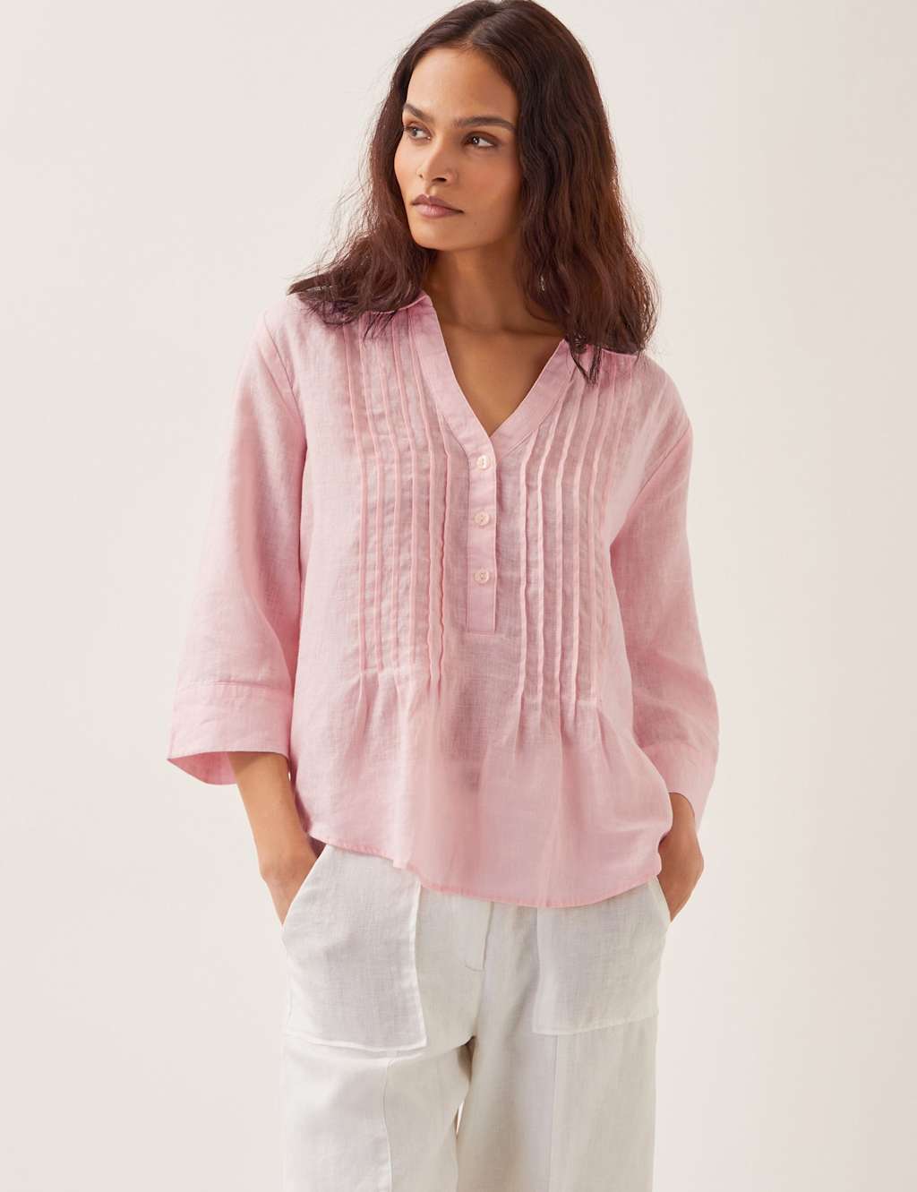 Pure Linen Collared Blouse 1 of 4