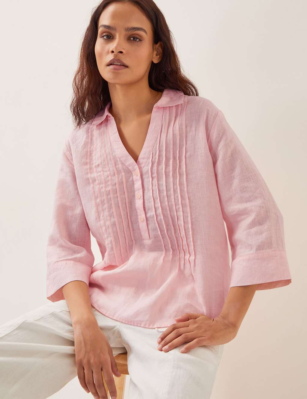 Pure Linen Collared Blouse 3 of 4