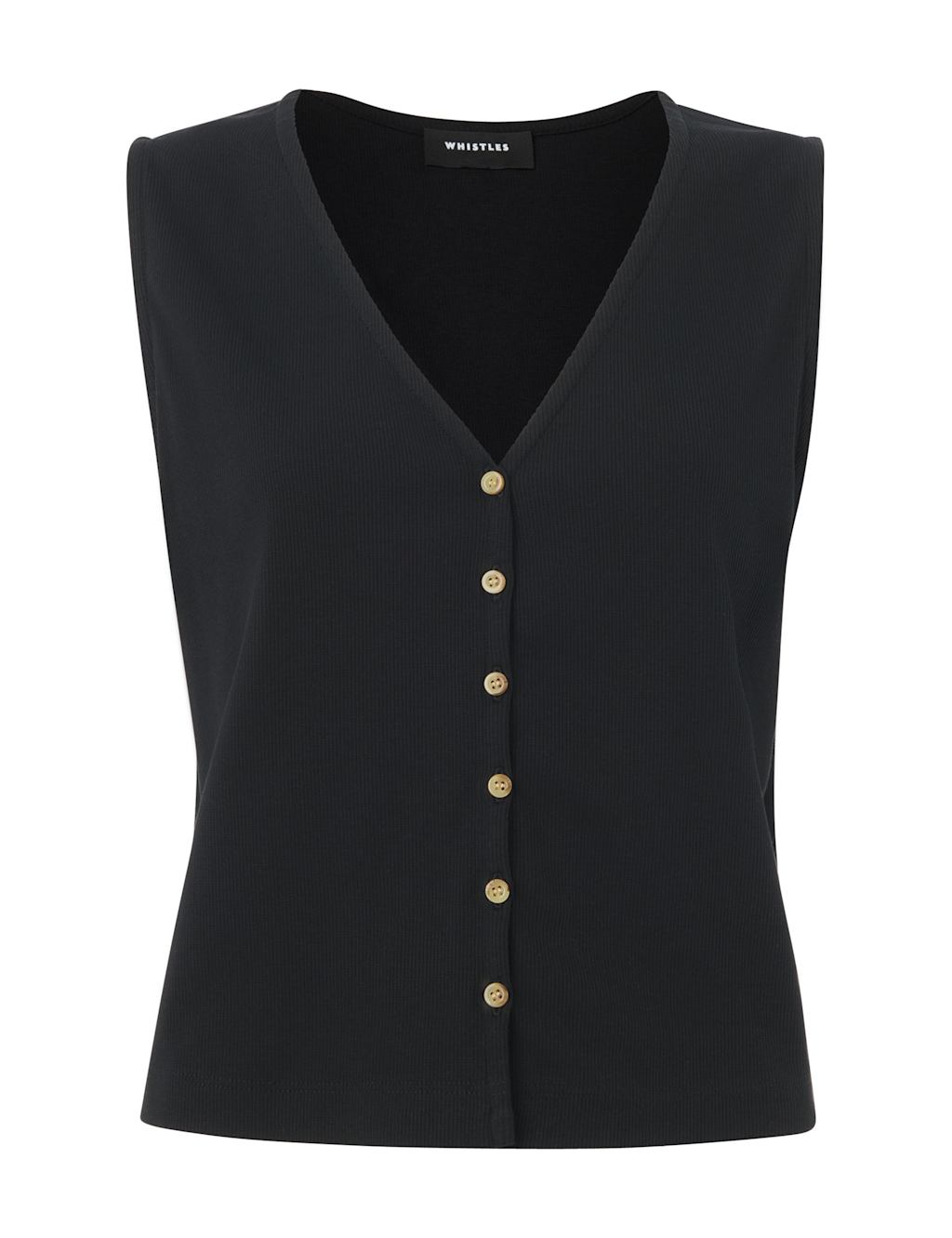 Lyocell Rich Ribbed Button Through Tank Top 2 of 4