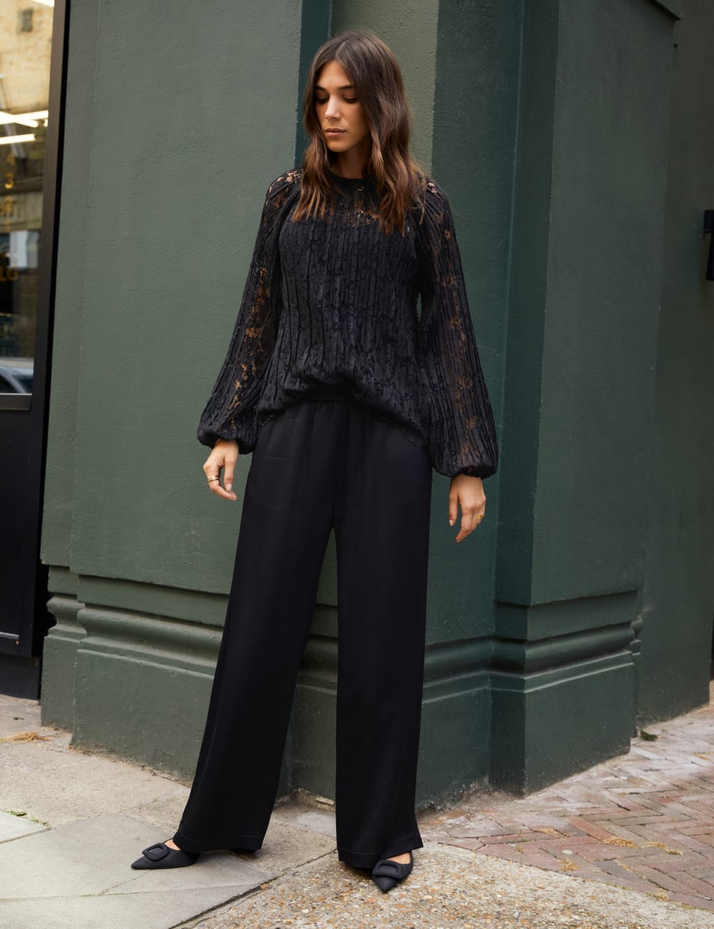 Satin Elasticated Wide Leg Trousers 3 of 3
