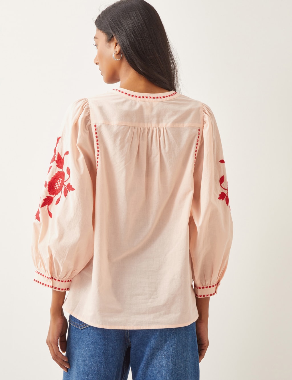 Pure Cotton Embroidered Round Neck Blouse 5 of 5